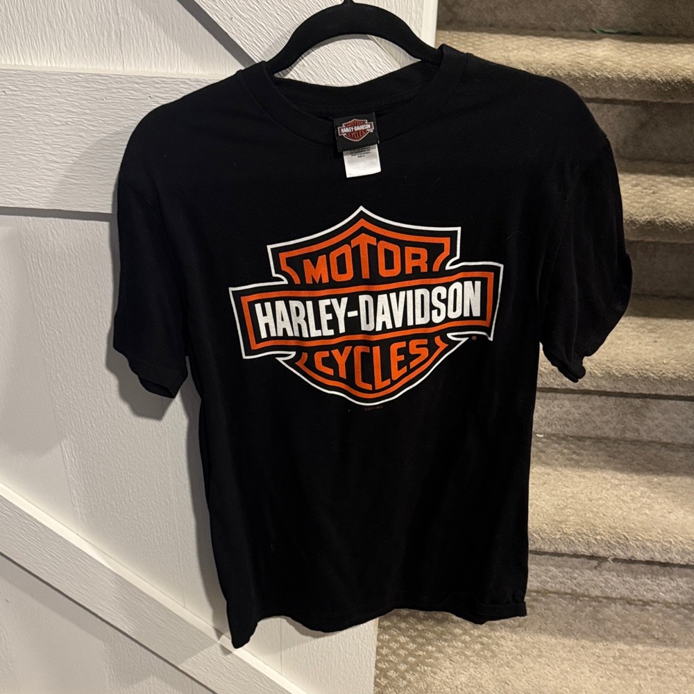 Harley-Davidson Black and Orange Short Sleeve Tee